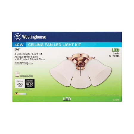 Westinghouse Westinghouse Antique Brass White Cluster Ceiling Fan Light Kit 77848